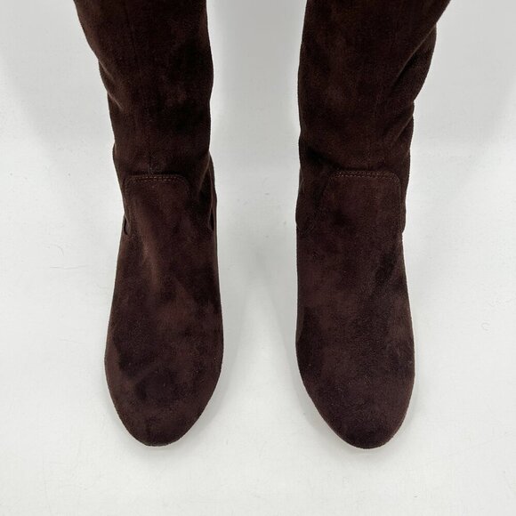 DONALD J. PLINER Womens Dark Brown Suede Leather Knee High Small Heel Boots 8.5 - Picture 4 of 9